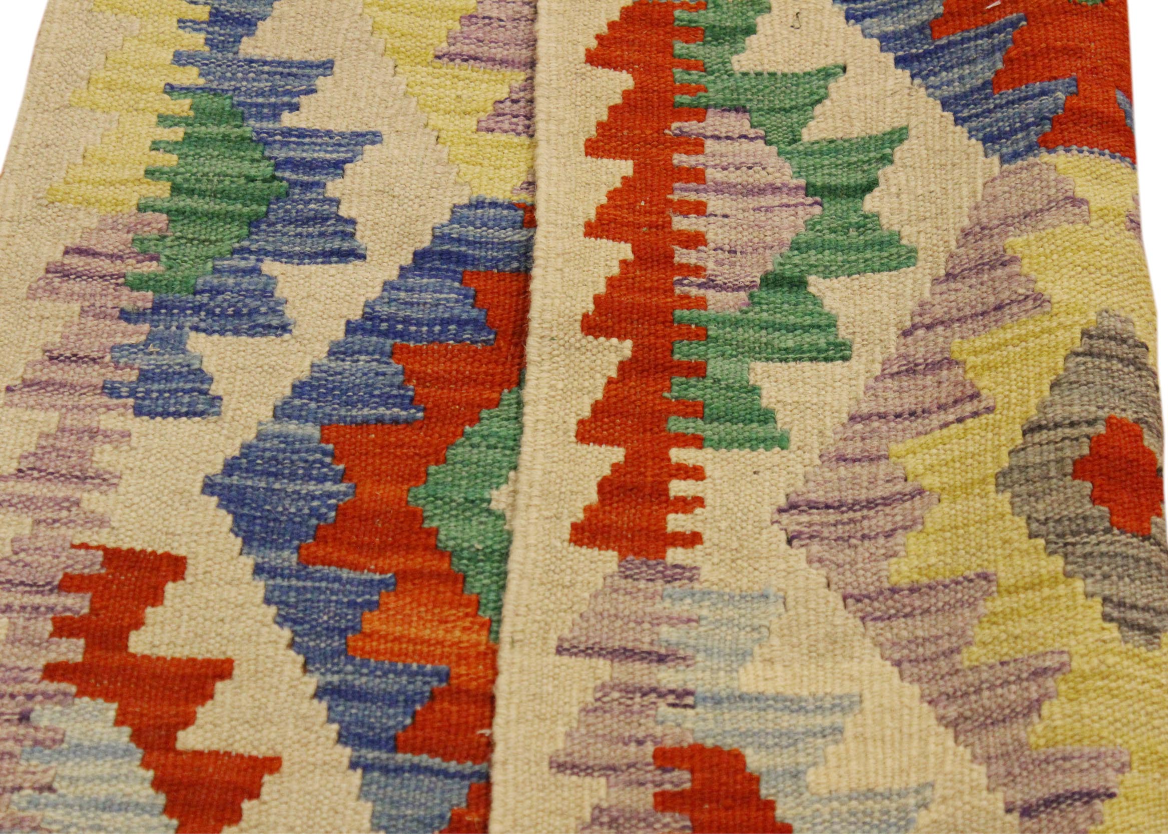 handmade Geometric Kilim Beige Blue Hand-Woven RECTANGLE 100% WOOL area rug 3 x 4
