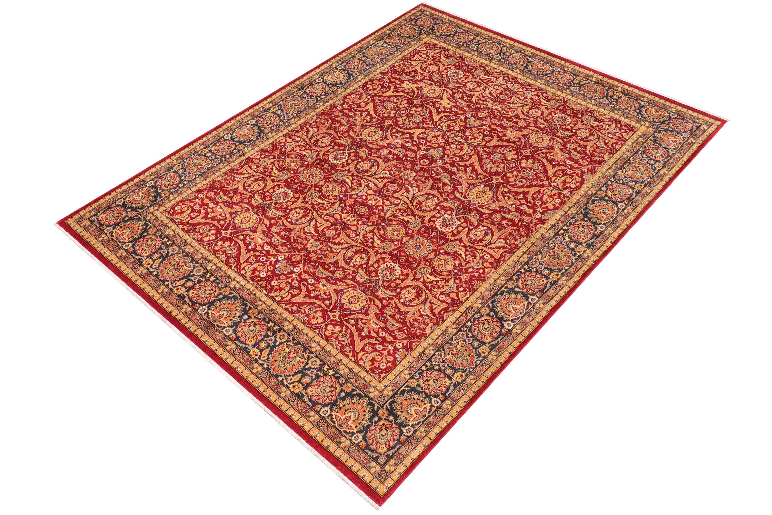 handmade Traditional Design Red Blue Hand Knotted RECTANGLE 100% WOOL area rug 8' x 10'