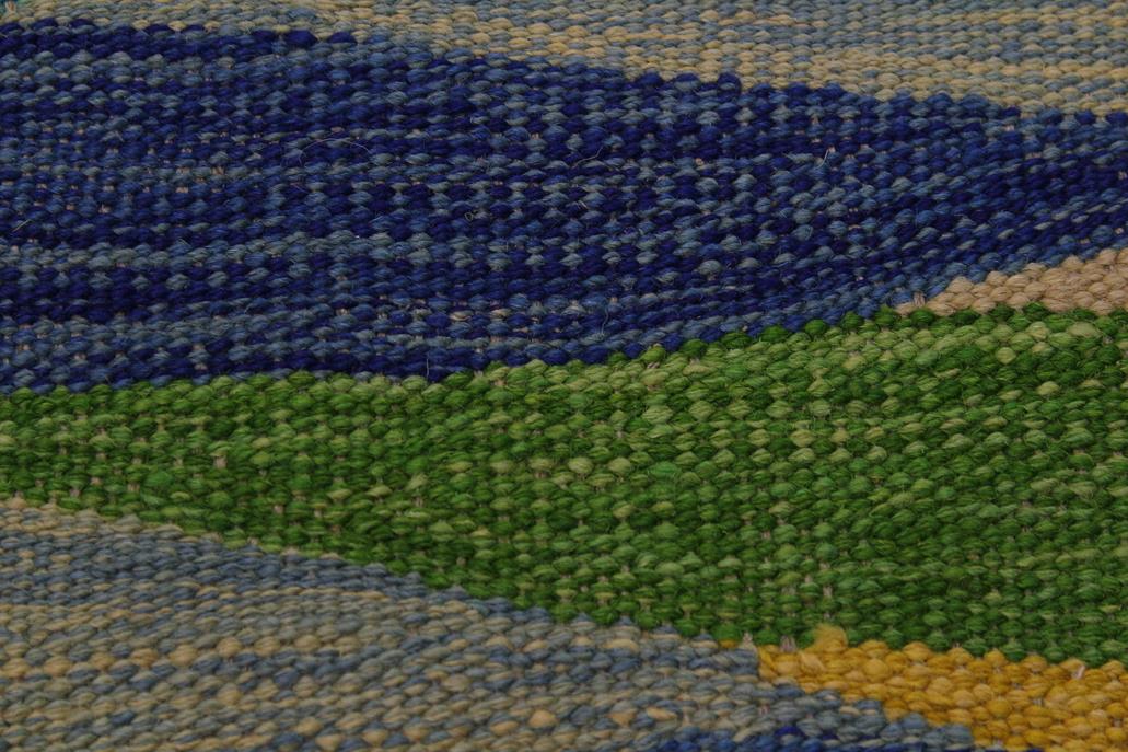 Flat Weave Kilim Antique Navaho Vintage handmade Modern Kilim Blue Gray Hand-Woven Rectangle 100% Wool Area Rug 7x10 