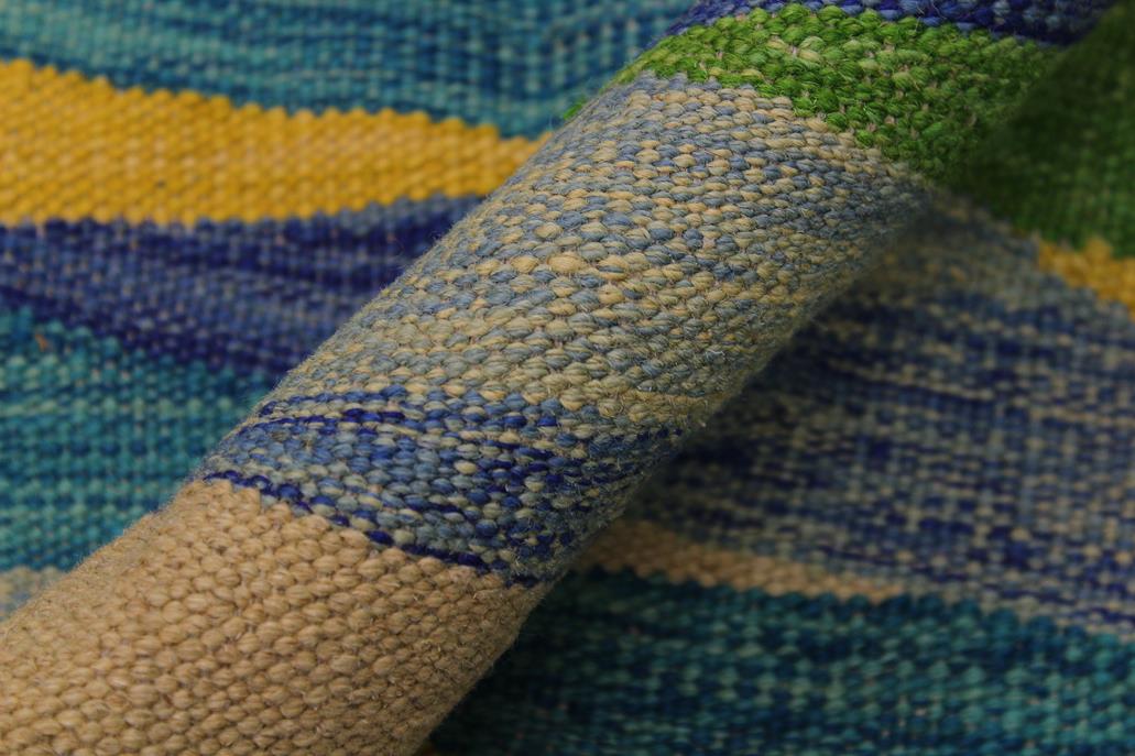 Flat Weave Kilim Antique Navaho Vintage handmade Modern Kilim Blue Gray Hand-Woven Rectangle 100% Wool Area Rug 7x10 