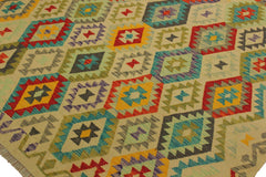 handmade Geometric Kilim Beige Red Hand-Woven RECTANGLE 100% WOOL area rug 7 x 10