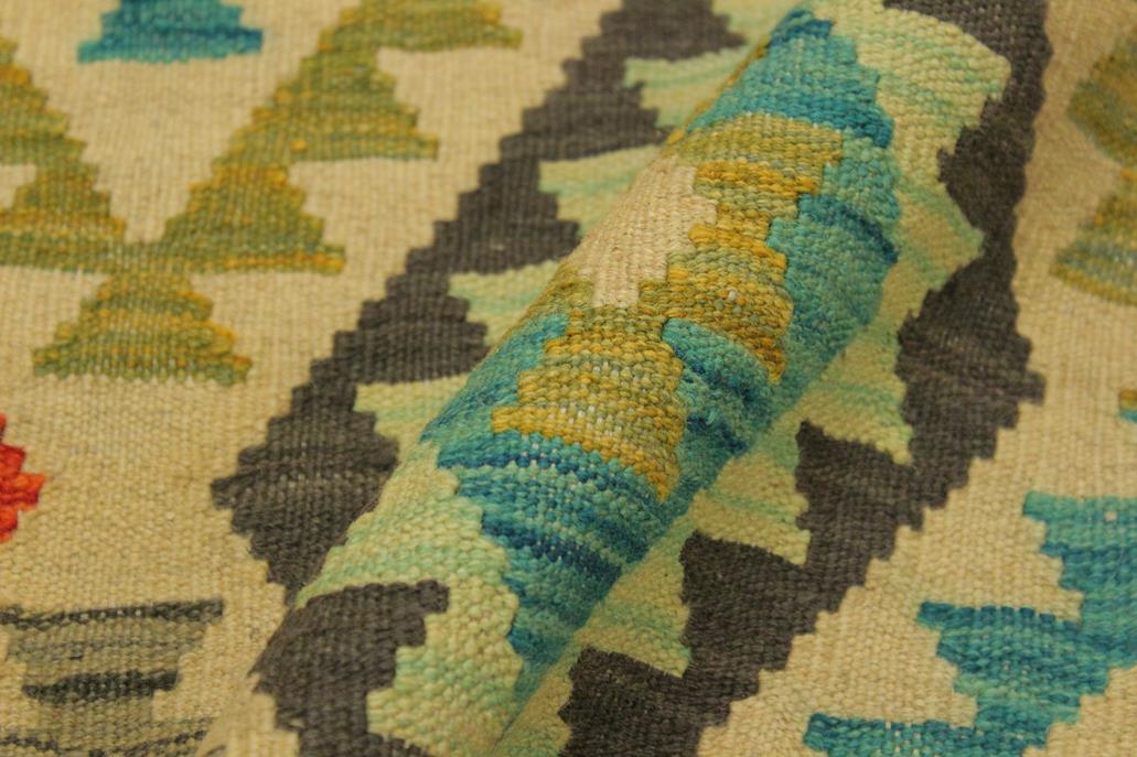 Flat Weave Kilim Antique Navaho Vintage handmade Geometric Kilim Beige Red Hand-Woven Rectangle 100% Wool Area Rug 7x10 