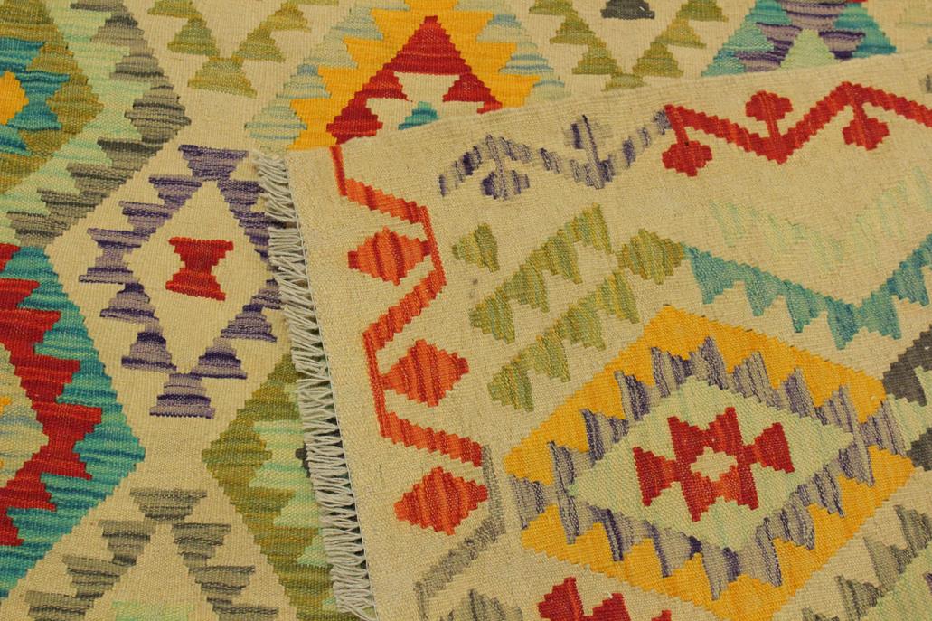 Flat Weave Kilim Antique Navaho Vintage handmade Geometric Kilim Beige Red Hand-Woven Rectangle 100% Wool Area Rug 7x10 