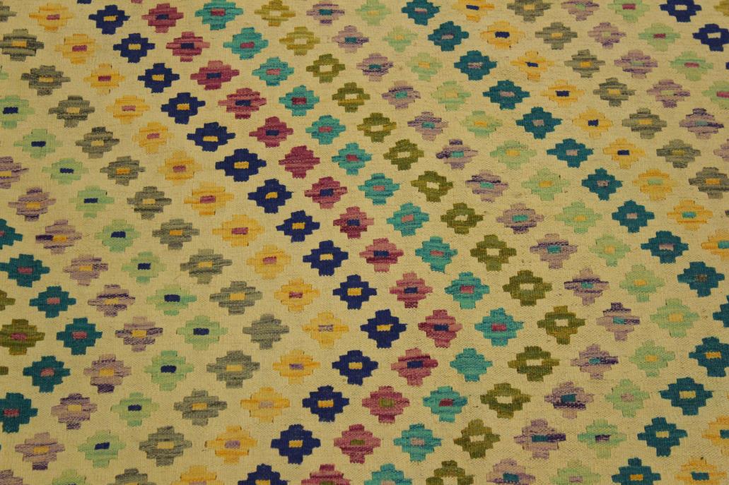 Flat Weave Kilim Antique Navaho Vintage handmade Modern Kilim Beige Blue Hand-Woven Rectangle 100% Wool Area Rug 7x10 