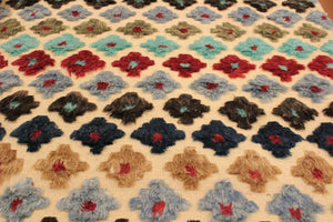 handmade Geometric Moroccan Hi Beige Blue Hand Knotted RECTANGLE 100% WOOL area rug 8' x 10'