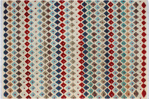 handmade Geometric Moroccan Hi Beige Red Hand Knotted RECTANGLE 100% WOOL area rug 9' x 12'