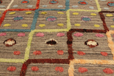 handmade Geometric Moroccan Hi Tan Blue Hand Knotted RECTANGLE 100% WOOL area rug 8' x 10'