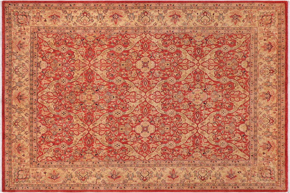 handmade Transitional Lahore Rust Gold Hand Knotted RECTANGLE 100% WOOL area rug 8' x 10'