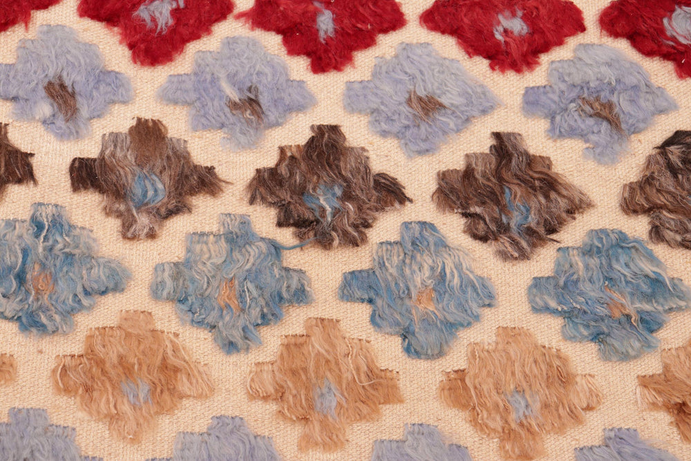 handmade Geometric Moroccan Hi Beige Blue Hand Knotted RECTANGLE 100% WOOL area rug 6' x 9'