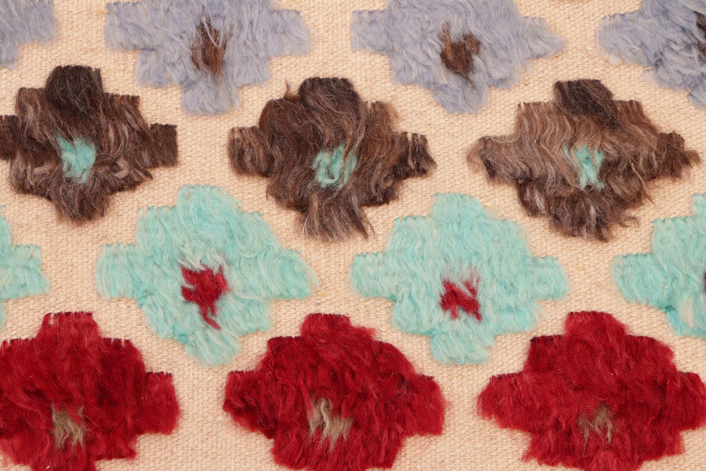 handmade Geometric Moroccan Hi Beige Blue Hand Knotted RECTANGLE 100% WOOL area rug 6' x 9'
