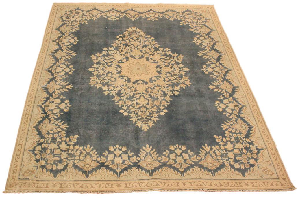 handmade Vintage Hand Painte Gray Beige Hand Knotted RECTANGLE 100% WOOL area rug 7 x 10