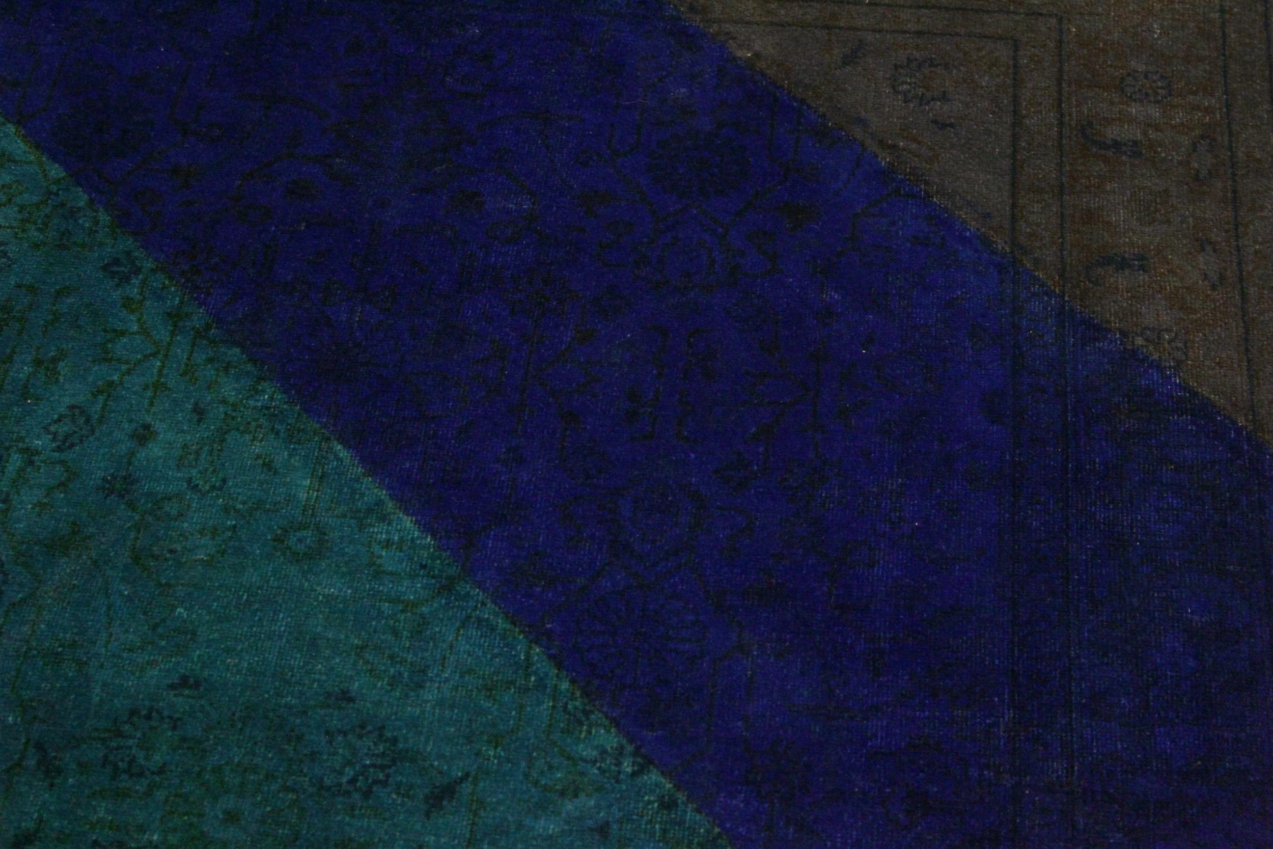 handmade Over Dyed Over Dyed Blue Green Hand Knotted RECTANGLE 100% WOOL area rug 4' x 6'