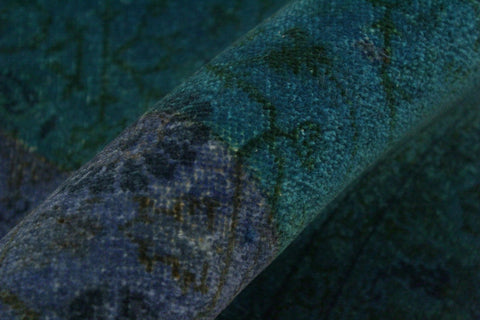 handmade Over Dyed Over Dyed Blue Green Hand Knotted RECTANGLE 100% WOOL area rug 4' x 6'