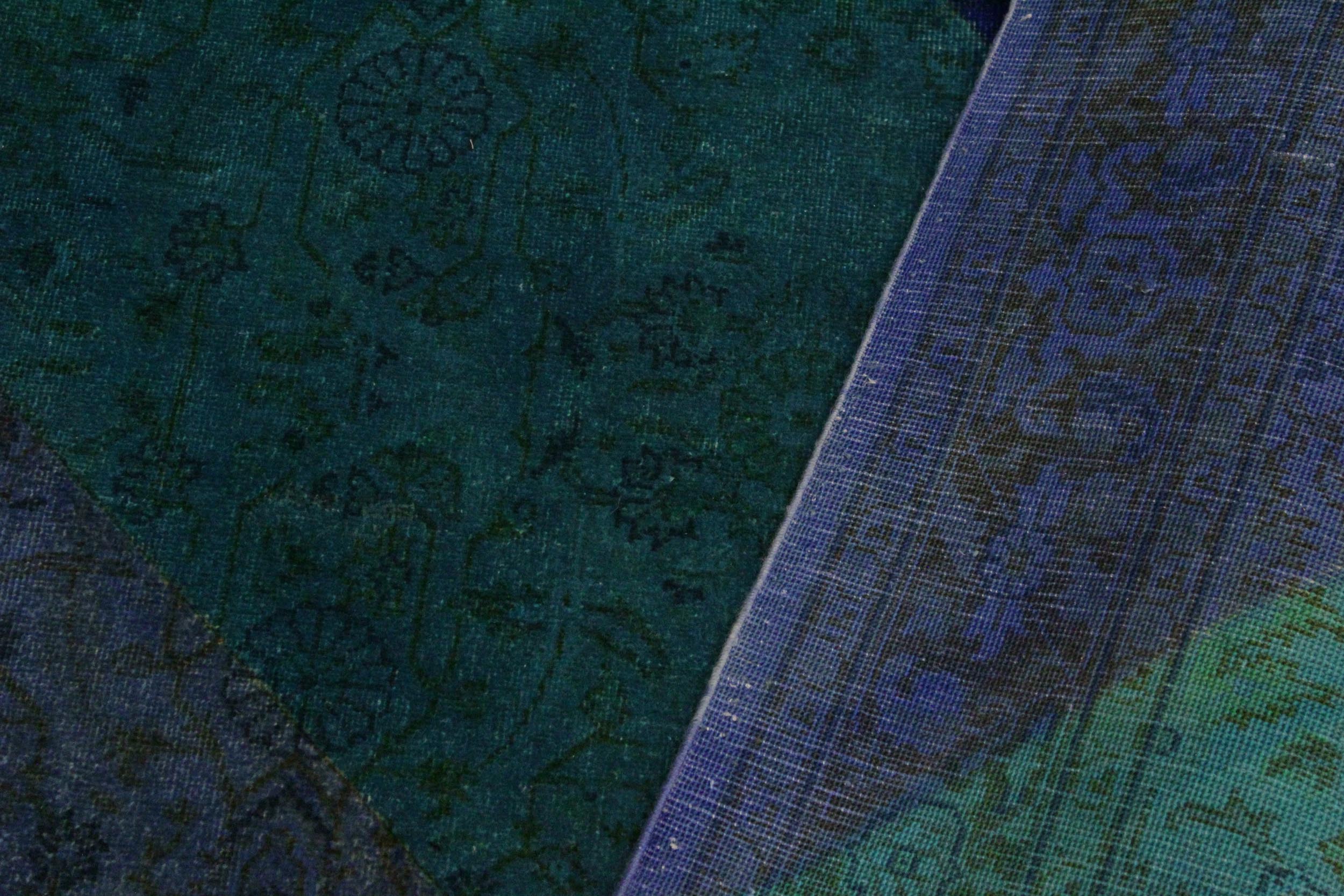 handmade Over Dyed Over Dyed Blue Green Hand Knotted RECTANGLE 100% WOOL area rug 4' x 6'