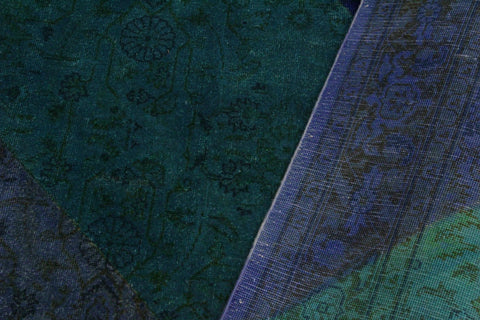 handmade Over Dyed Over Dyed Blue Green Hand Knotted RECTANGLE 100% WOOL area rug 4' x 6'