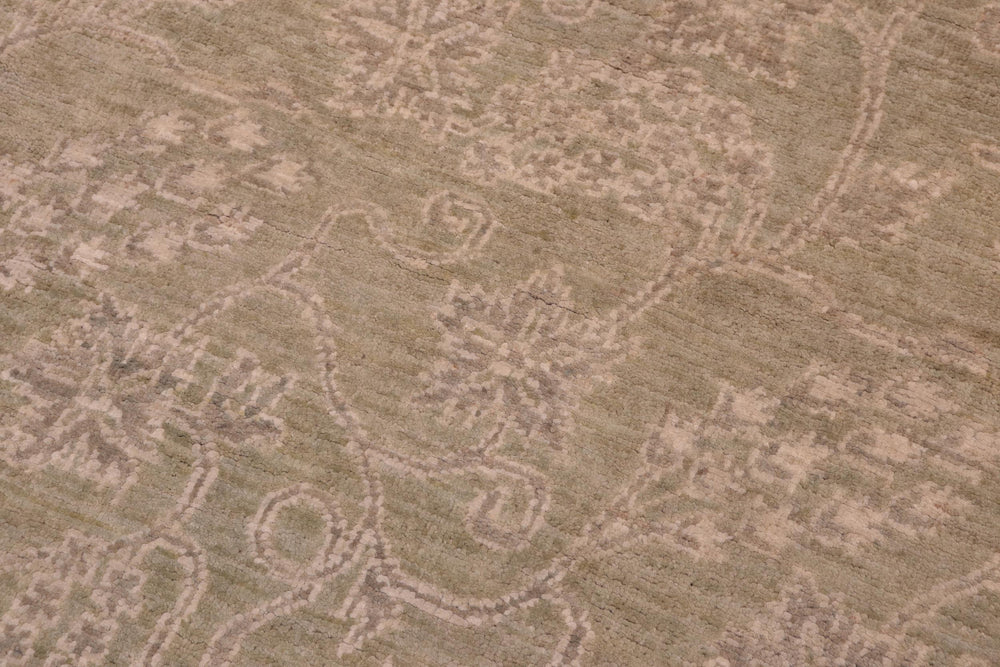 handmade Modern Kafkaz Green Gold Hand Knotted RECTANGLE 100% WOOL area rug 5' x 6'