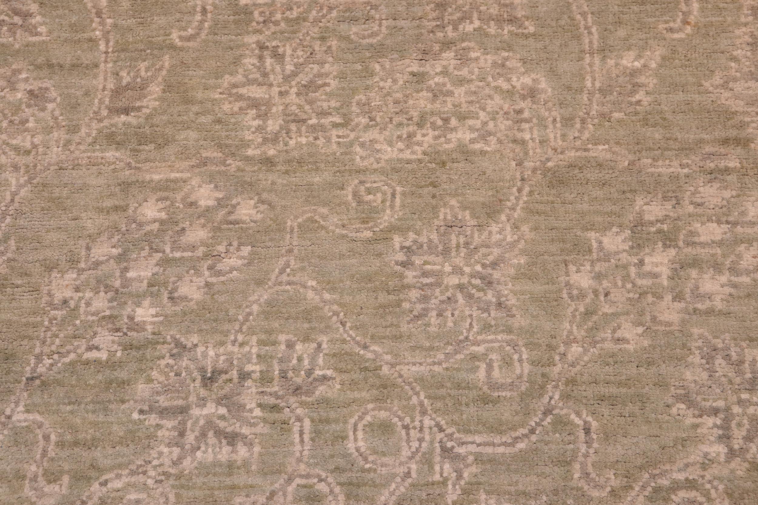 handmade Modern Kafkaz Green Gold Hand Knotted RECTANGLE 100% WOOL area rug 5' x 6'