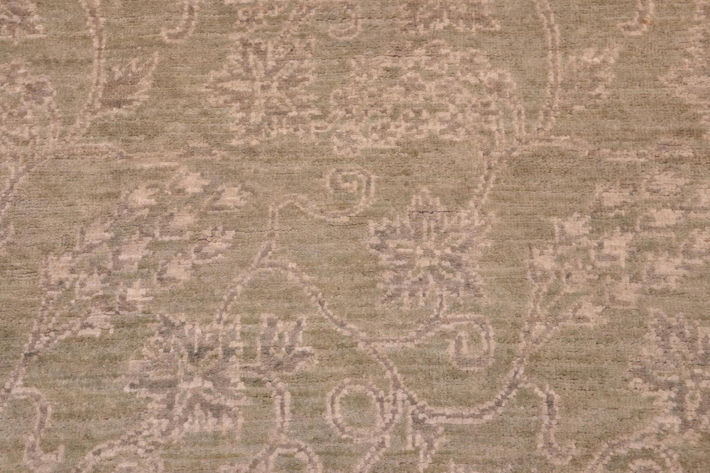 handmade Modern Kafkaz Green Gold Hand Knotted RECTANGLE 100% WOOL area rug 5' x 6'