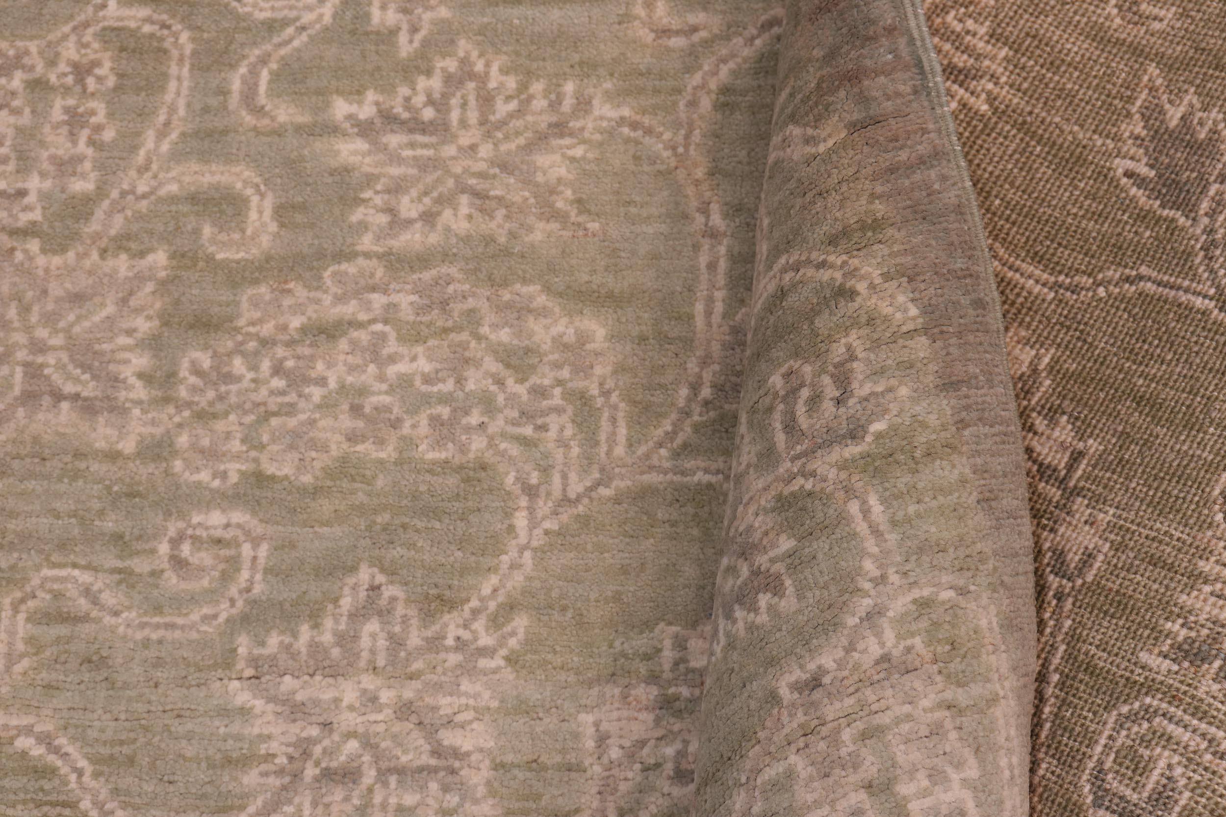 handmade Modern Kafkaz Green Gold Hand Knotted RECTANGLE 100% WOOL area rug 5' x 6'