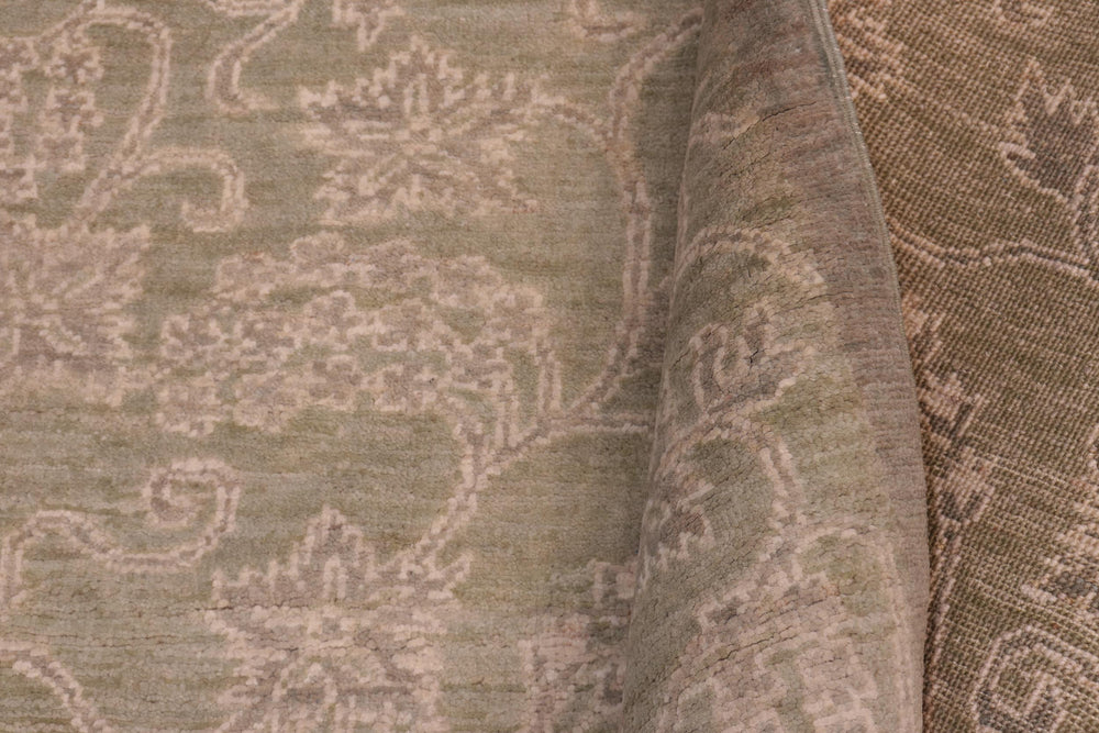 handmade Modern Kafkaz Green Gold Hand Knotted RECTANGLE 100% WOOL area rug 5' x 6'