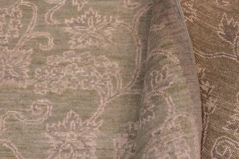 handmade Modern Kafkaz Green Gold Hand Knotted RECTANGLE 100% WOOL area rug 5' x 6'