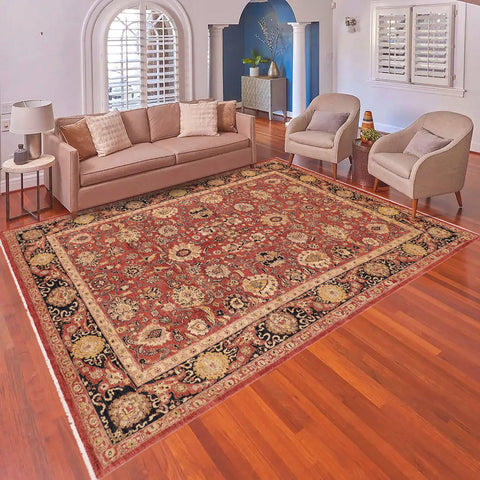 handmade Traditional Kafkaz Orange Blue Hand Knotted RECTANGLE 100% WOOL area rug 9x12