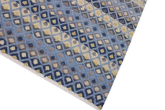 handmade Geometric Moroccan Hi Lt. Blue Ivory Hand Knotted RECTANGLE 100% WOOL area rug 9' x 12'