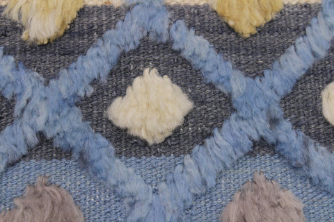 handmade Geometric Moroccan Hi Lt. Blue Ivory Hand Knotted RECTANGLE 100% WOOL area rug 9' x 12'