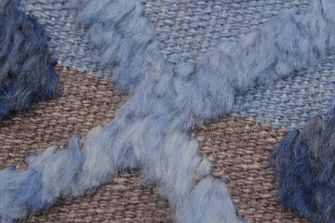 handmade Geometric Moroccan Hi Lt. Blue Ivory Hand Knotted RECTANGLE 100% WOOL area rug 9' x 12'
