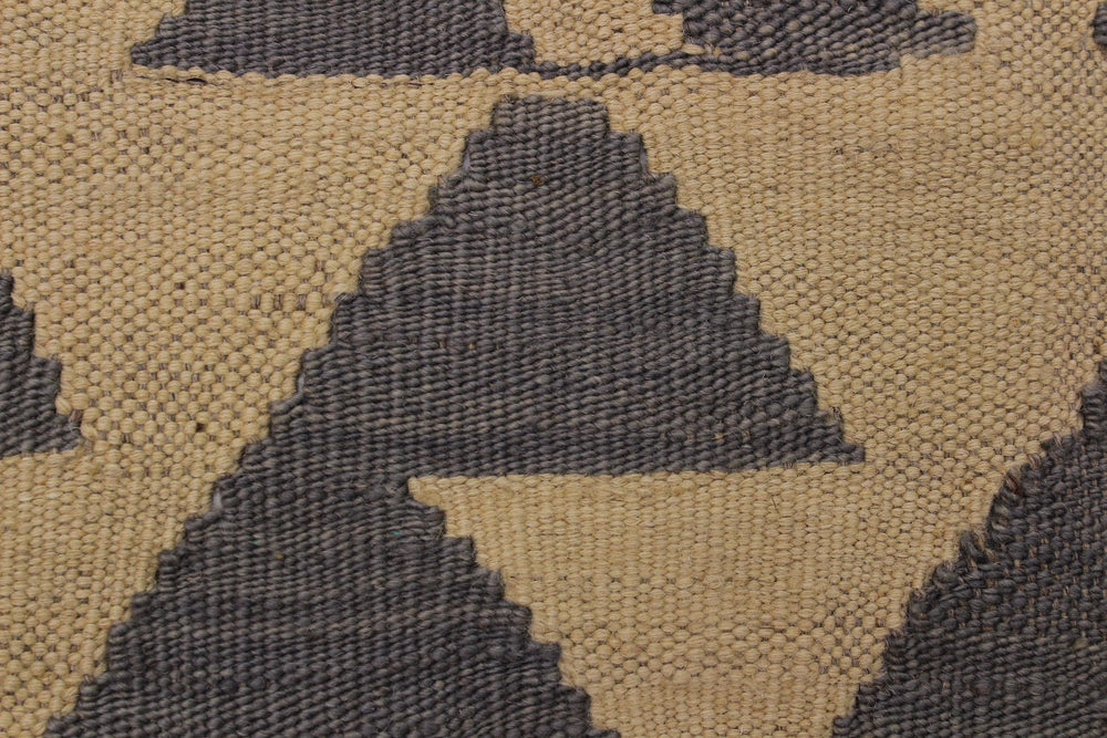 handmade Modern Kilim Gray Tan Hand-Woven RECTANGLE 100% WOOL area rug 6' x 8'