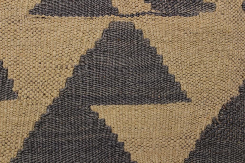 Flat Weave Kilim Antique Navaho Vintage handmade Geometric Kilim Gray Tan Hand-Woven Rectangle 100% Wool Area Rug 6x8 