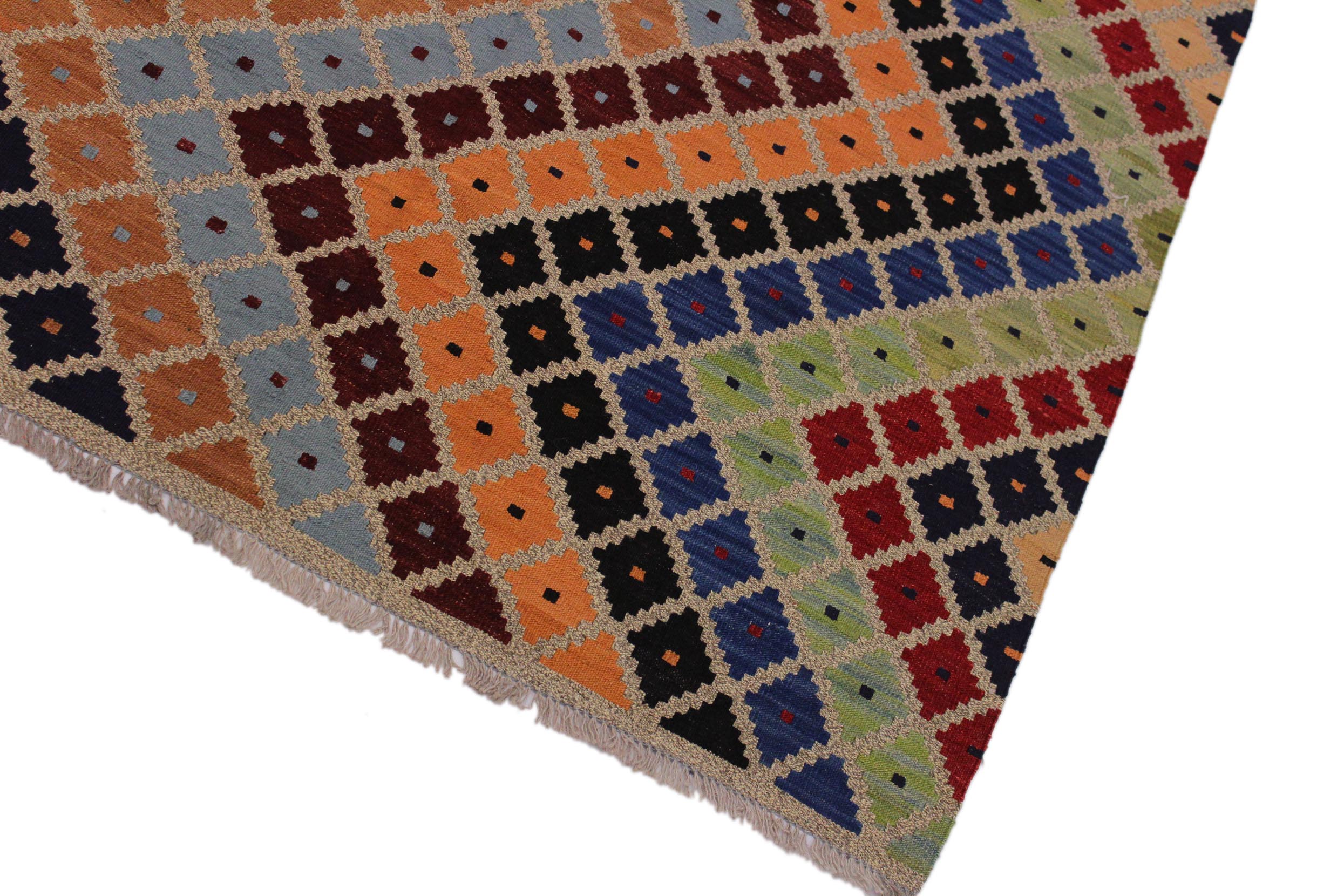 handmade Modern Kilim Gray Red Hand-Woven RECTANGLE 100% WOOL area rug 5 x 6