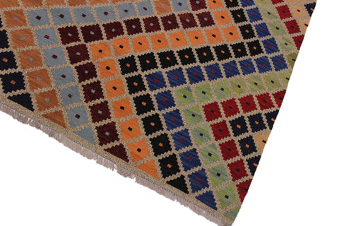 handmade Modern Kilim Gray Red Hand-Woven RECTANGLE 100% WOOL area rug 5 x 6