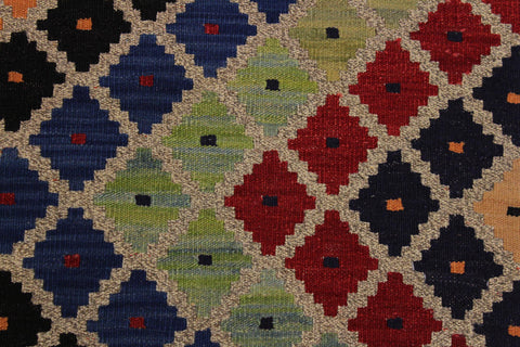 handmade Modern Kilim Gray Red Hand-Woven RECTANGLE 100% WOOL area rug 5 x 6