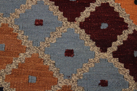handmade Modern Kilim Gray Red Hand-Woven RECTANGLE 100% WOOL area rug 5 x 6