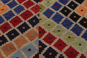 handmade Modern Kilim Gray Red Hand-Woven RECTANGLE 100% WOOL area rug 5 x 6