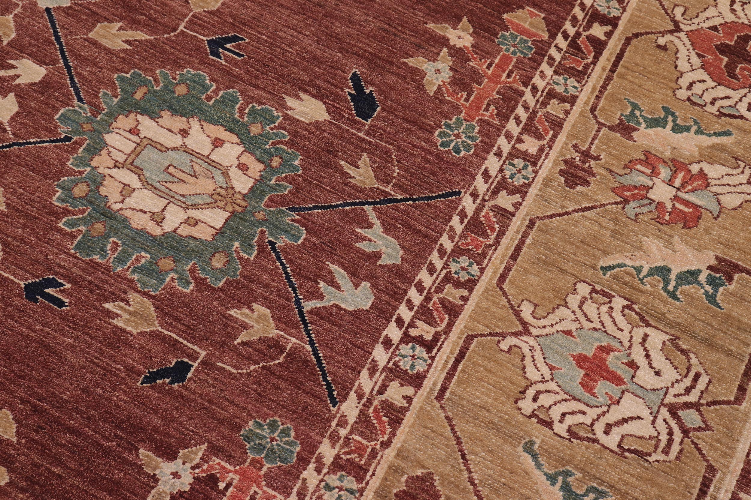 handmade Traditional Kafkaz Brown Tan Hand Knotted RECTANGLE 100% WOOL area rug 10x13