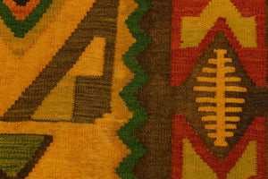 handmade Geometric Kilim Gold Rust Hand-Woven RECTANGLE 100% WOOL area rug 8 x 11