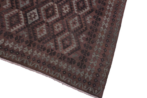 handmade Modern Kilim Brown Gray Hand-Woven RECTANGLE 100% WOOL area rug 7' x 10'