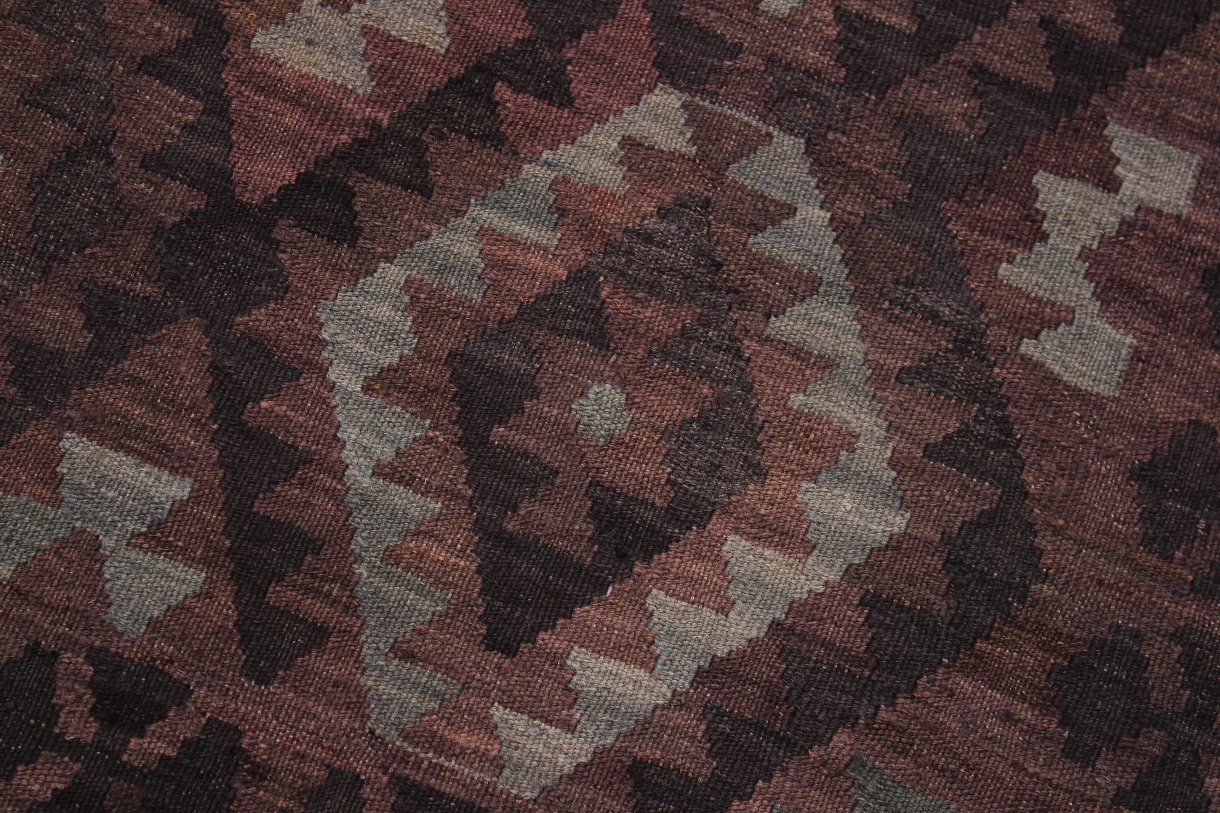 handmade Modern Kilim Brown Gray Hand-Woven RECTANGLE 100% WOOL area rug 7' x 10'