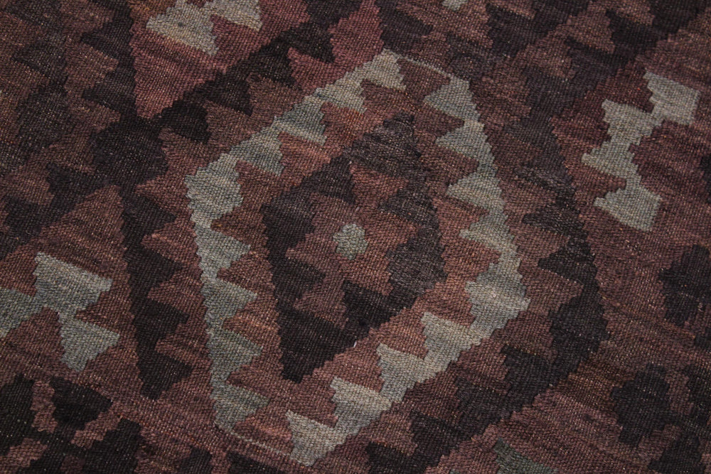 handmade Modern Kilim Brown Gray Hand-Woven RECTANGLE 100% WOOL area rug 7' x 10'