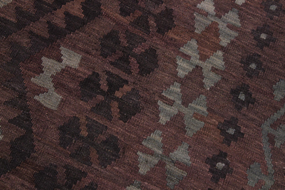 handmade Modern Kilim Brown Gray Hand-Woven RECTANGLE 100% WOOL area rug 7' x 10'