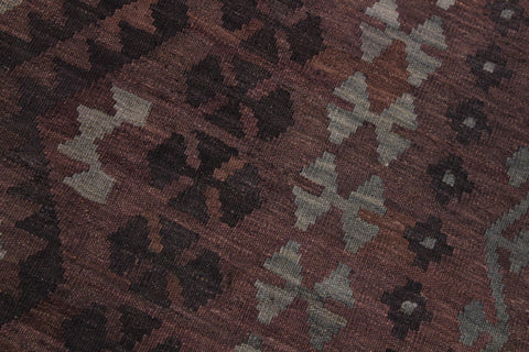 handmade Modern Kilim Brown Gray Hand-Woven RECTANGLE 100% WOOL area rug 7' x 10'