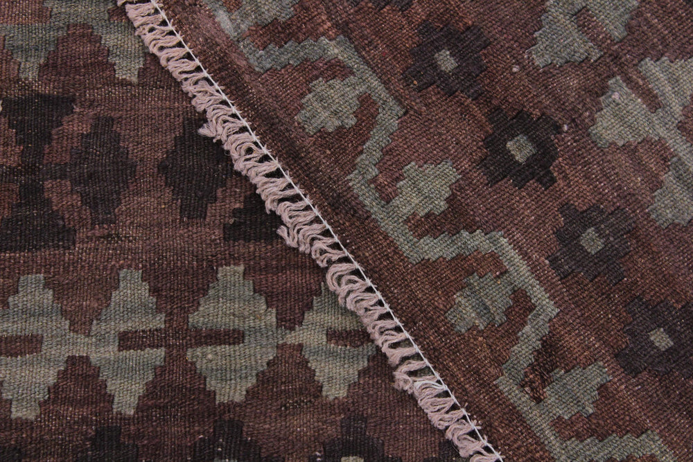 handmade Modern Kilim Brown Gray Hand-Woven RECTANGLE 100% WOOL area rug 7' x 10'