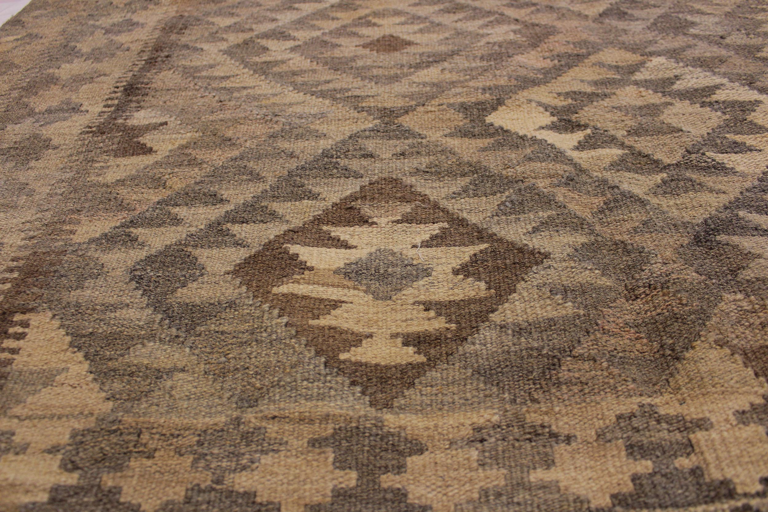 handmade Modern Kilim Tan Brown Hand-Woven RECTANGLE 100% WOOL area rug 5' x 7'