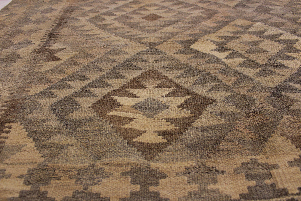 handmade Modern Kilim Tan Brown Hand-Woven RECTANGLE 100% WOOL area rug 5' x 7'