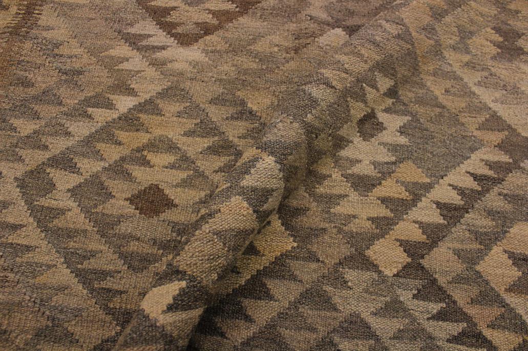 Flat Weave Kilim Antique Navaho Vintage handmade Geometric Kilim Tan Brown Hand-Woven Rectangle 100% Wool Area Rug 5x7 