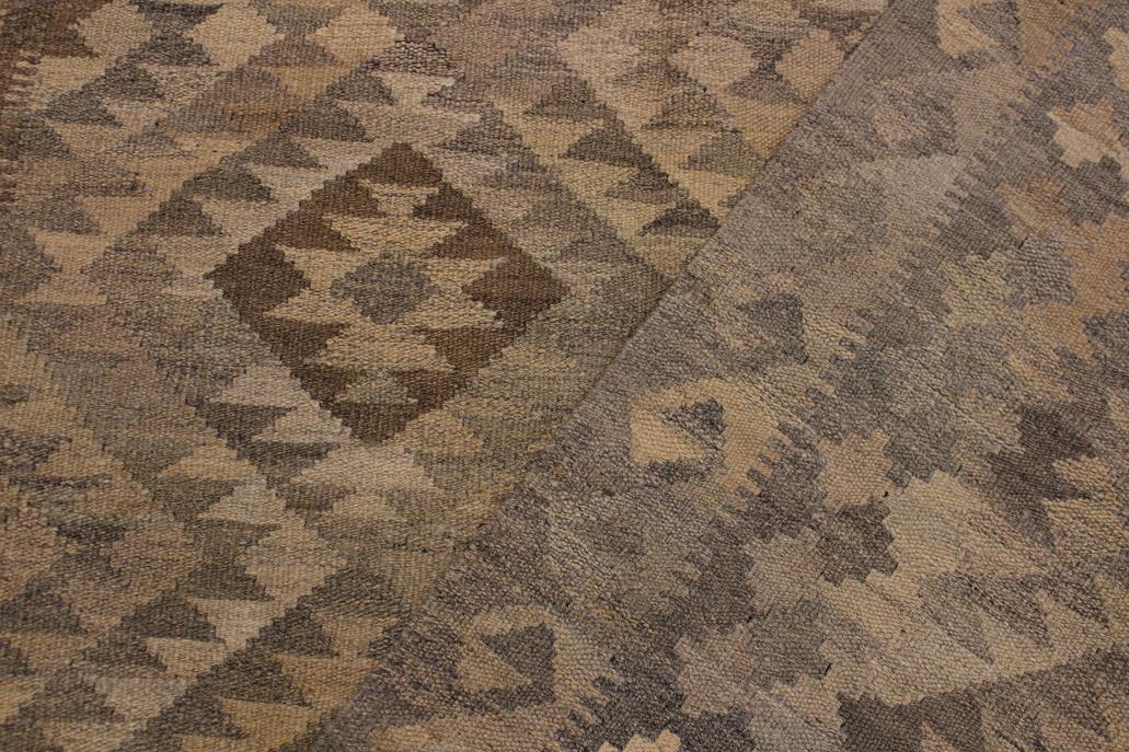 Flat Weave Kilim Antique Navaho Vintage handmade Geometric Kilim Tan Brown Hand-Woven Rectangle 100% Wool Area Rug 5x7 