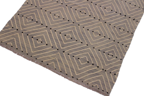 handmade Modern Kilim Grey Beige Hand-Woven RECTANGLE 100% WOOL area rug 5x7