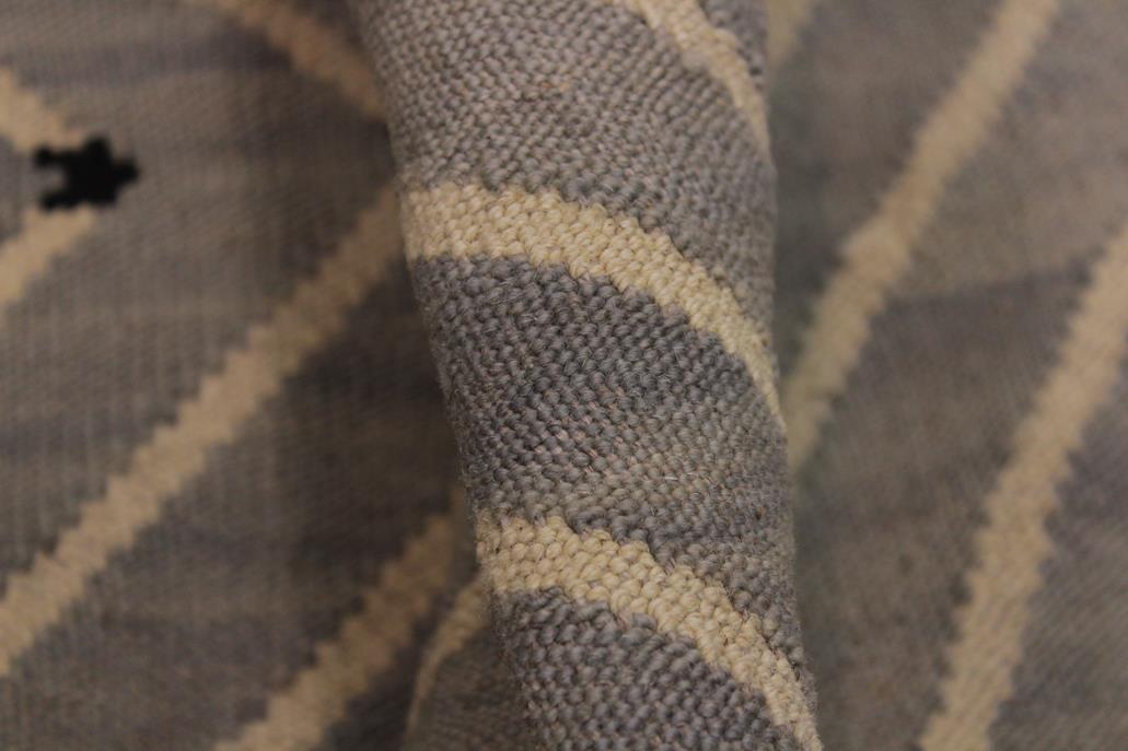 Flat Weave Kilim Antique Navaho Vintage handmade Modern Kilim gray Beige Hand-Woven Rectangle 100% Wool Area Rug 5x7 